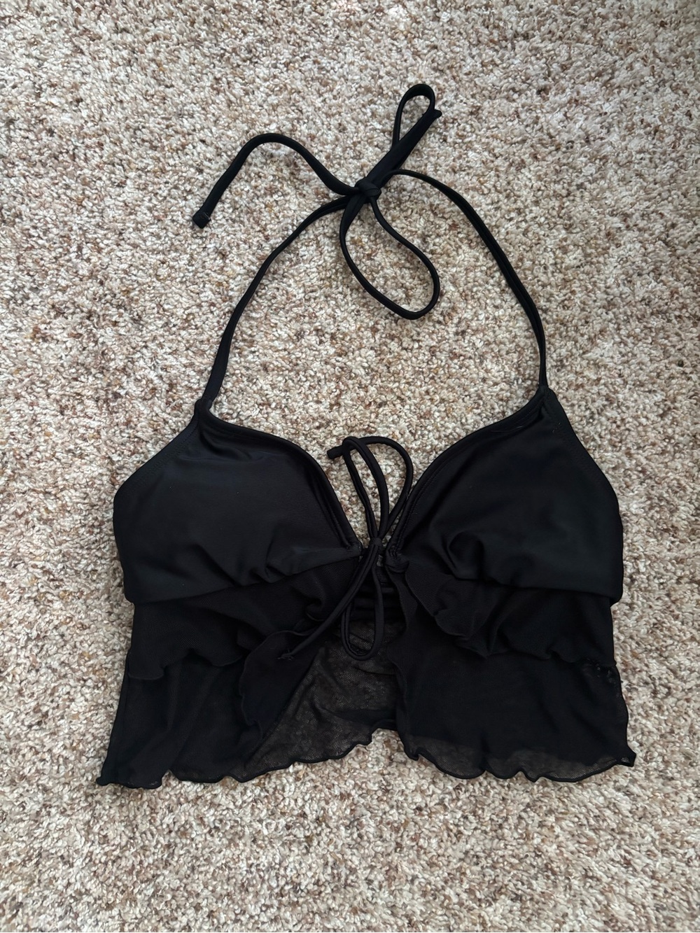 No Boundaries Black Halter Swim Top with Lace-Up Front